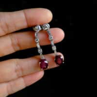 ruby diamond drop earrings, ruby stud drop earrings, ruby drop earrings, ruby earrings singapore, art deco ruby earrings, vintage ruby drop earrings, drop earring singapore, Gem Gardener, stud and drop earrings