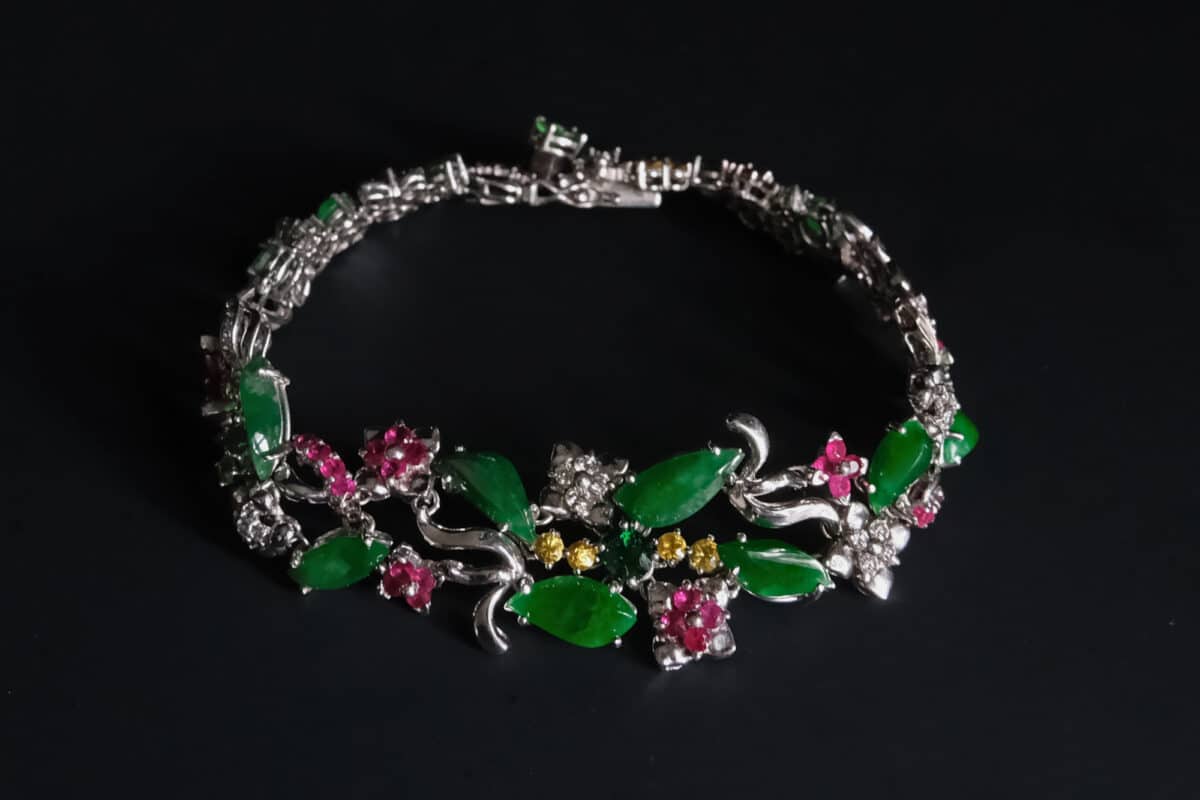 vintage jade bracelet, vintage jade jewelry for sale, chinese jade bracelet, jade and diamond bracelet, tutti frutti gemstone bracelet, ruby jade bracelet, jade jewellery singapore, Gem Gardener