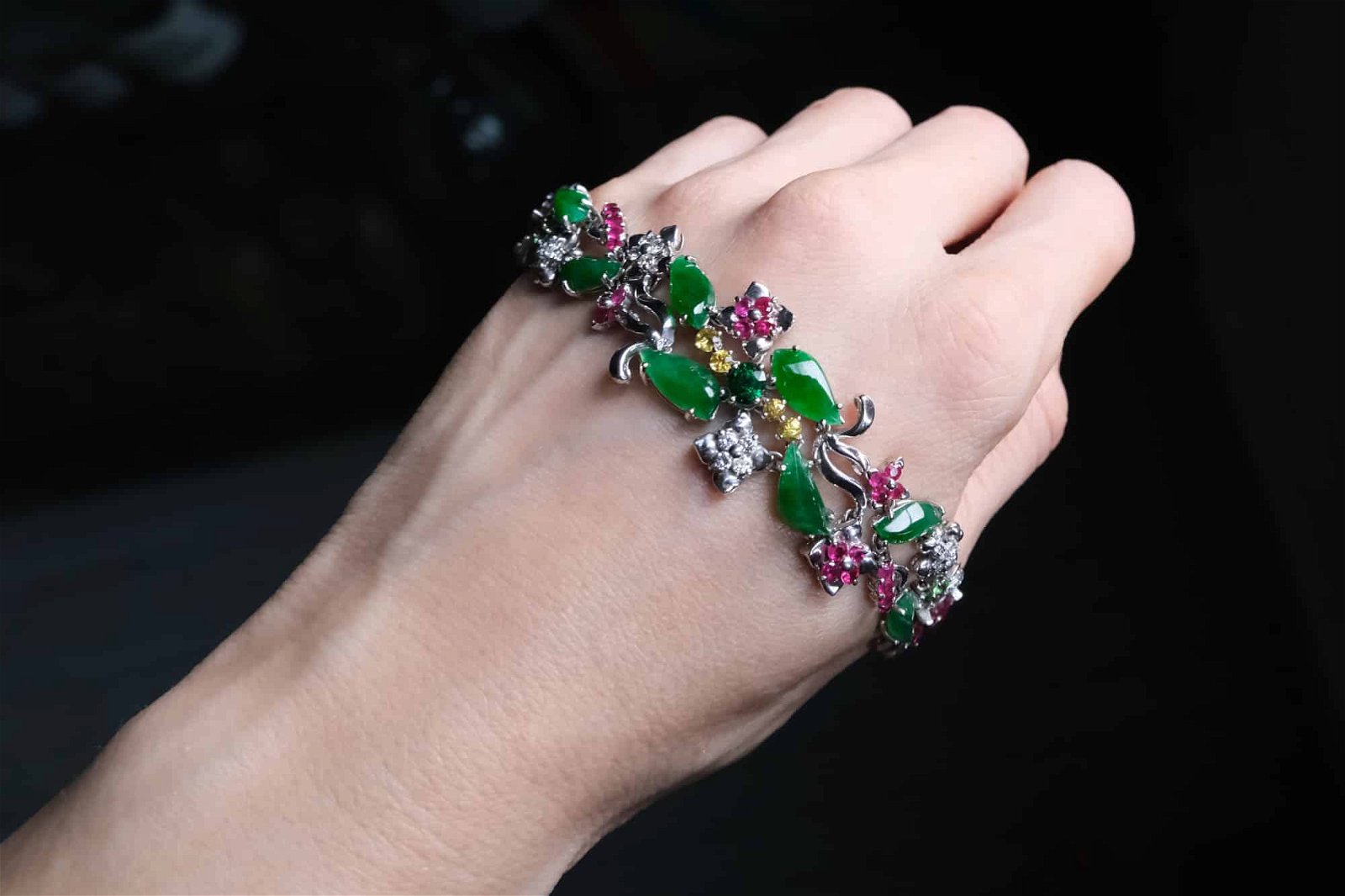 vintage jade bracelet, vintage jade jewelry for sale, chinese jade bracelet, jade and diamond bracelet, tutti frutti gemstone bracelet, ruby jade bracelet, jade jewellery singapore, Gem Gardener