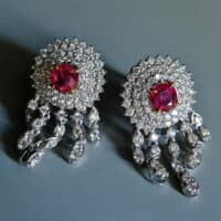 Ruby Drop Earrings, burma ruby jewelry, ruby earrings singapore, art deco ruby earrings, drop earrings singapore, ruby jewellery singapore, Gem Gardener