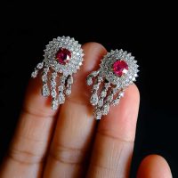 Ruby Drop Earrings, burma ruby jewelry, ruby earrings singapore, art deco ruby earrings, drop earrings singapore, ruby jewellery singapore, Gem Gardener
