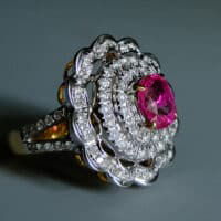 vintage pink sapphire ring, burmese pink sapphire, hot pink sapphire ring, burma pink sapphire, pink sapphire ring with diamonds, pink sapphire ring singapore, vintage jewellery singapore, vintage rings singapore, Gem Gardener