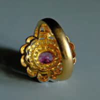 vintage pink sapphire ring, burmese pink sapphire, hot pink sapphire ring, burma pink sapphire, pink sapphire ring with diamonds, pink sapphire ring singapore, vintage jewellery singapore, vintage rings singapore, Gem Gardener