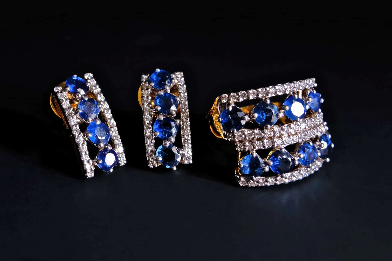 blue sapphire jewellery sets, blue sapphire jewelry set, blue sapphire ring set, sapphire ring and earring set, sapphire earrings singapore, sapphire ring singapore, sapphire jewellery singapore, art deco jewelry for sale, Gem Gardener