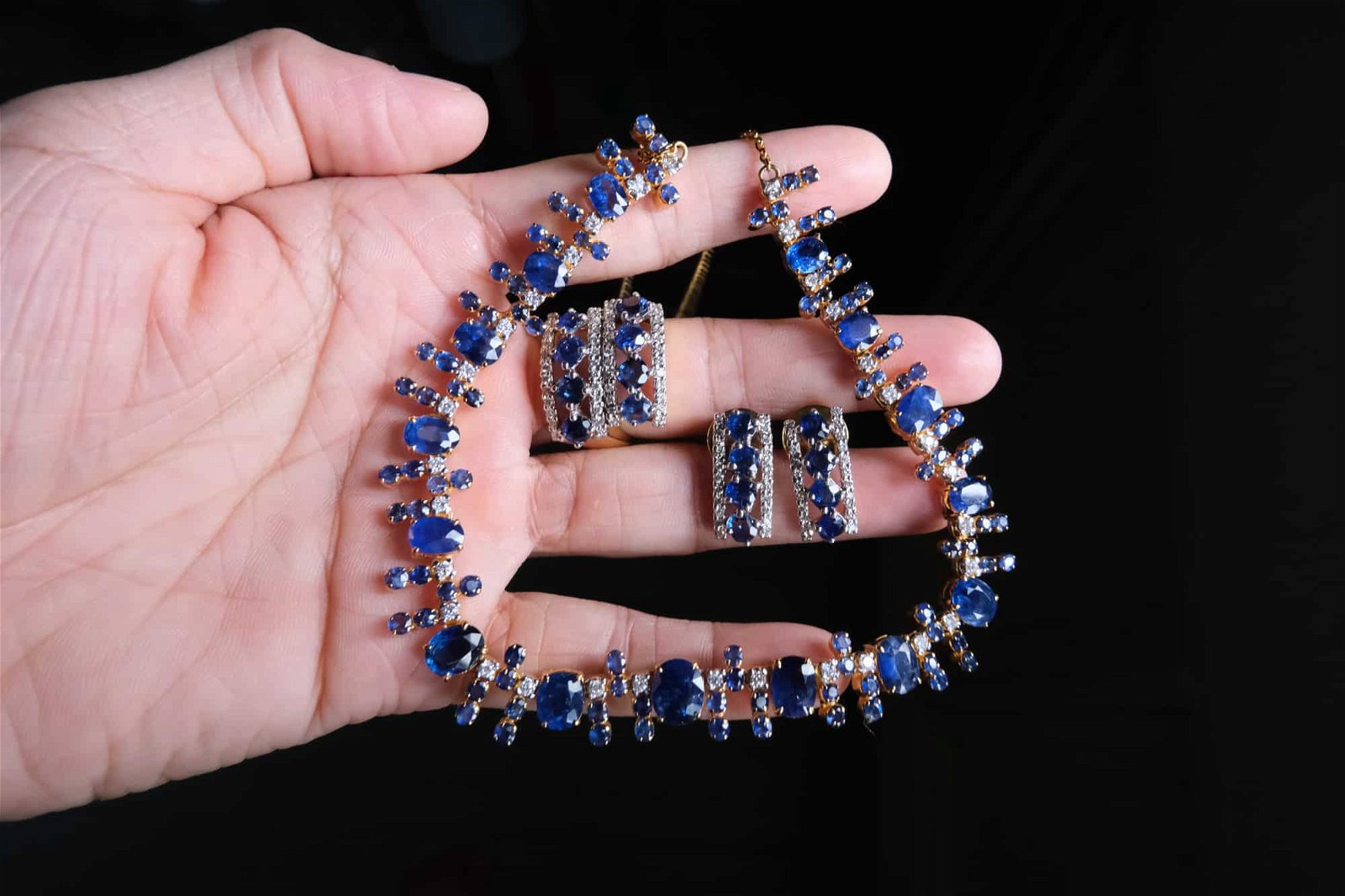 blue sapphire jewellery sets, blue sapphire jewelry set, blue sapphire ring set, sapphire ring and earring set, sapphire earrings singapore, sapphire ring singapore, sapphire jewellery singapore, art deco jewelry for sale, Gem Gardener