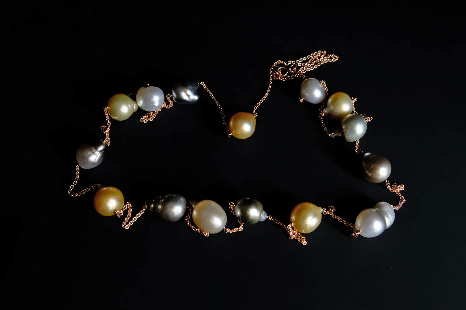 pearl necklace long gold, baroque pearl necklace long, South Sea Baroque Pearl Necklace, baroque pearl necklace choker, double chain pearl long necklace, double strand pearl long necklace, baroque pearl necklace singapore, Gem Gardener