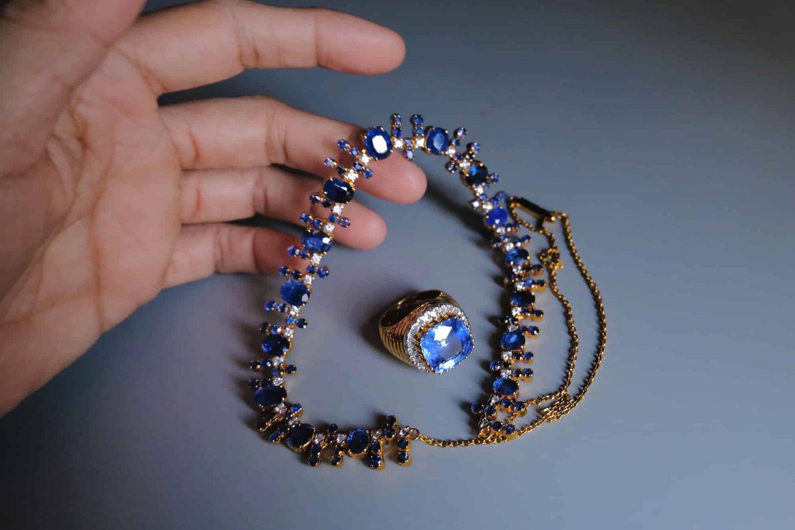 Blue Sapphire Necklace Gold, vintage blue sapphire necklace, blue sapphire necklace singapore, burmese sapphire necklace, sapphire jewellery singapore, buy sapphire necklace earring set, natural blue sapphire necklace for sale, Gem Gardener