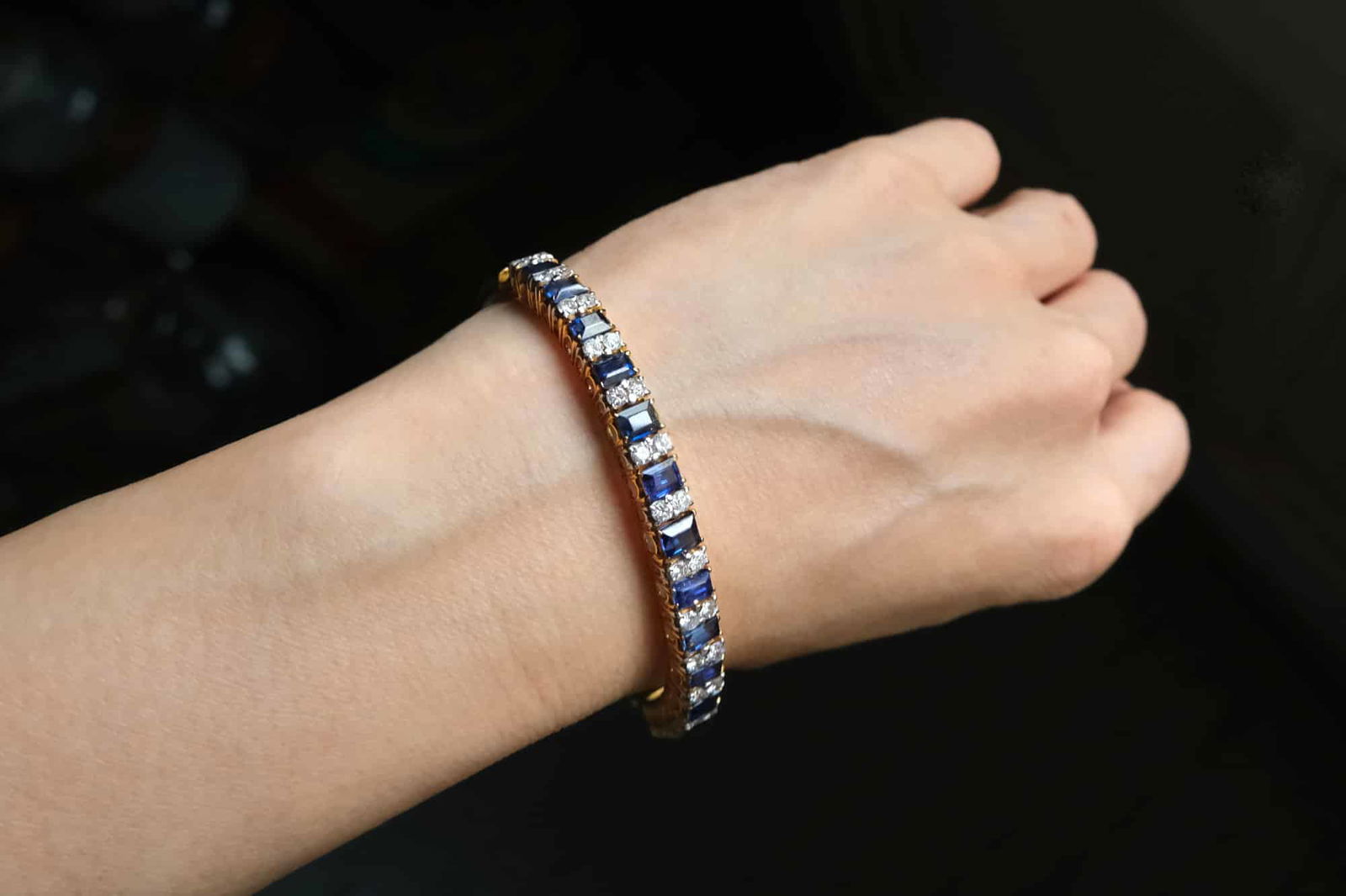 Sapphire Bracelet Cuff Bangle, Burmese Sapphire Bracelet, blue sapphire bangle bracelet, vintage chinese gold jewelry, dainty gold bangle bracelet, chinese gold bangle bracelets, blue sapphire bracelet yellow gold, Gem Gardener