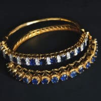 Sapphire Bracelet Cuff Bangle, Burmese Sapphire Bracelet, blue sapphire bangle bracelet, vintage chinese gold jewelry, dainty gold bangle bracelet, chinese gold bangle bracelets, blue sapphire bracelet yellow gold, Gem Gardener