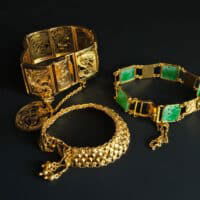 chinese jade bracelet, vintage jade bracelet, antique jade bracelet, carved jade bracelet, jade gold bracelet, vintage jade jewellery, antique chinese jewellery, Gem Gardener