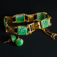 chinese jade bracelet, vintage jade bracelet, antique jade bracelet, carved jade bracelet, jade gold bracelet, vintage jade jewellery, antique chinese jewellery, Gem Gardener