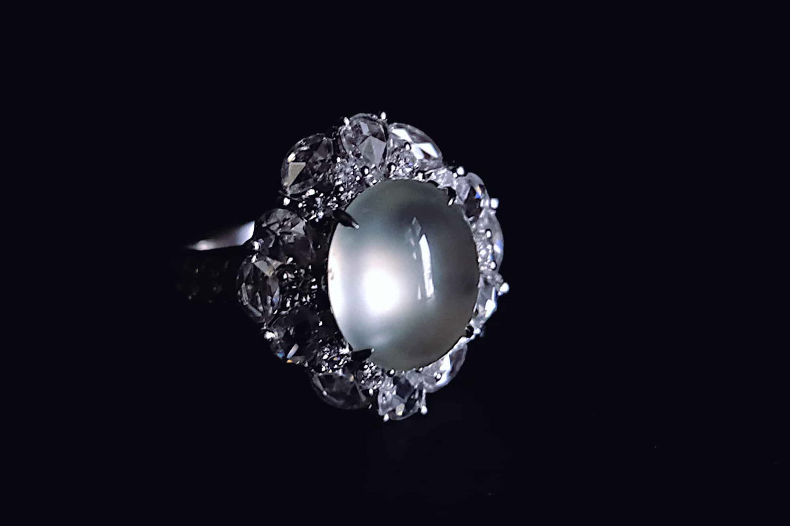 white icy jadeite ring,翡翠, 玻璃种, icy jade engagement ring, white jade engagement ring, jade engagement ring for sale, jadeite jade rings for sale, jadeite ring singapore, jade jewellery shop singapore, Gem Gardener