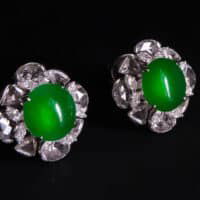 Glassy Jadeite, 翡翠, 玻璃种, jade stud earrings singapore, ice jade earrings, icy green jade, icy green jadeite, green jadeite stud earrings, jade jewellery singapore, Gem Gardener