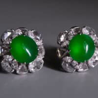 Glassy Jadeite, 翡翠, 玻璃种, jade stud earrings singapore, ice jade earrings, icy green jade, icy green jadeite, green jadeite stud earrings, jade jewellery singapore, Gem Gardener