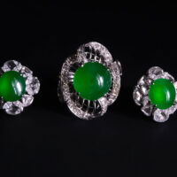 Glassy Jadeite, 翡翠, 玻璃种, jade stud earrings singapore, ice jade earrings, icy green jade, icy green jadeite, green jadeite stud earrings, jade jewellery singapore, Gem Gardener