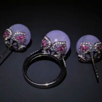 Jade Earrings Ring Set, lavender jade earrings, purple jade set, lavender jade jewelry, lavender jade singapore, purple jade singapore, Jade jewellery singapore, Gem Gardener