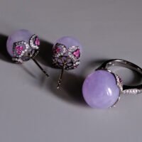 Jade Earrings Ring Set, lavender jade earrings, purple jade set, lavender jade jewelry, lavender jade singapore, purple jade singapore, Jade jewellery singapore, Gem Gardener