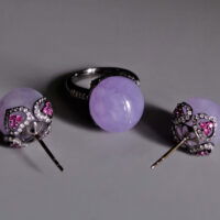 Jade Earrings Ring Set, lavender jade earrings, purple jade set, lavender jade jewelry, lavender jade singapore, purple jade singapore, Jade jewellery singapore, Gem Gardener