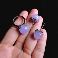 Jade Earrings Ring Set, lavender jade earrings, purple jade set, lavender jade jewelry, lavender jade singapore, purple jade singapore, Jade jewellery singapore, Gem Gardener