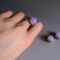 Jade Earrings Ring Set, lavender jade earrings, purple jade set, lavender jade jewelry, lavender jade singapore, purple jade singapore, Jade jewellery singapore, Gem Gardener