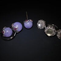 Jade Earrings Ring Set, lavender jade earrings, purple jade set, lavender jade jewelry, lavender jade singapore, purple jade singapore, Jade jewellery singapore, Gem Gardener