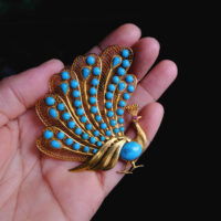 antique peacock brooch, vintage peacock brooch, antique turquoise brooch, vintage turquoise brooch, antique gold brooches for sale, antique gold brooch for men, vintage brooch singapore, gold brooch singapore, peacock jewelry, Gem Gardener