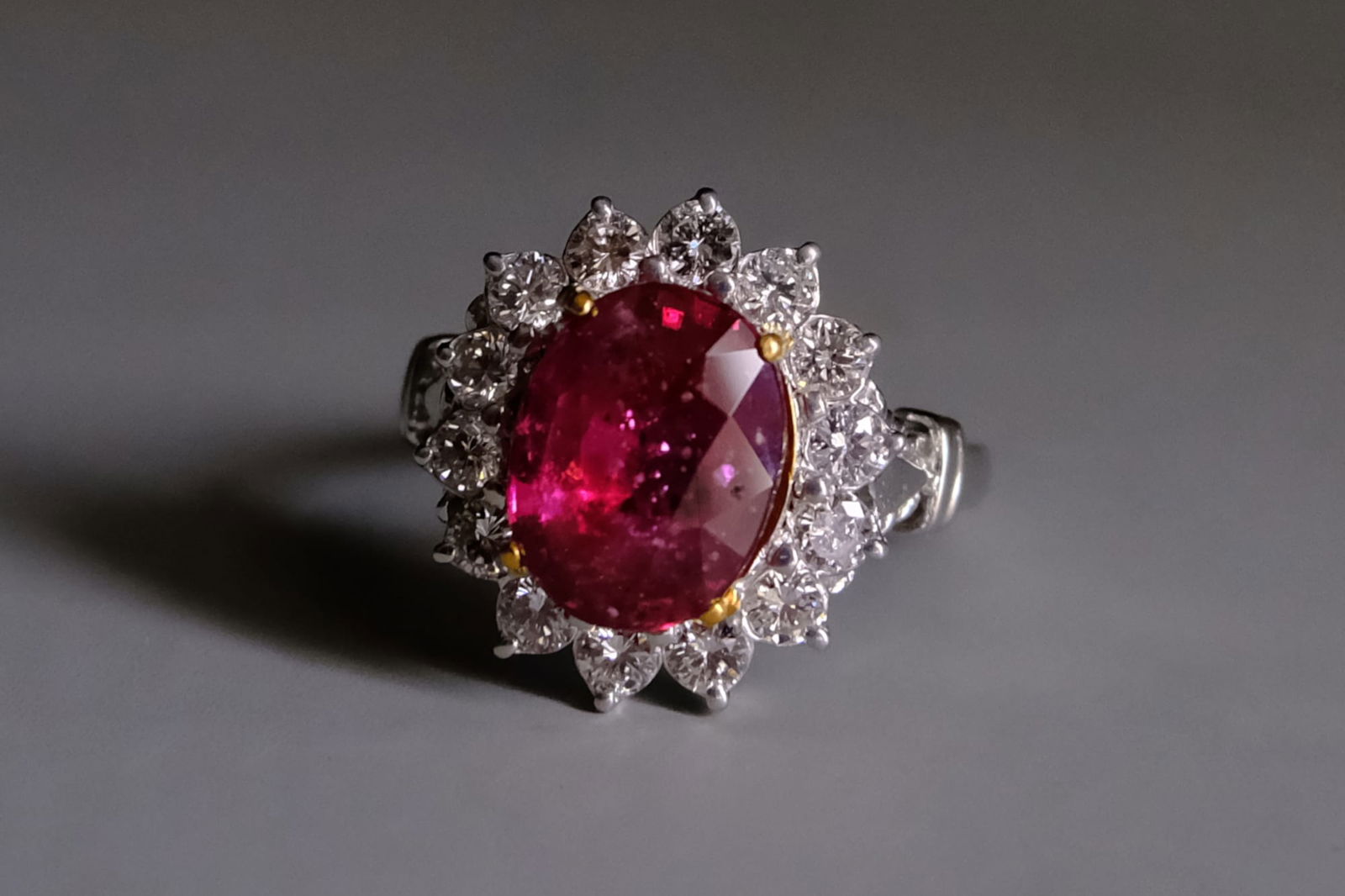 Ruby Diamond Ring Vintage, unheated ruby ring, antique style ruby ring, natural unheated untreated ruby, ruby ring singapore, ruby engagement ring with diamonds, ruby engagement ring singapore, ruby halo rings for sale, Gem Gardener