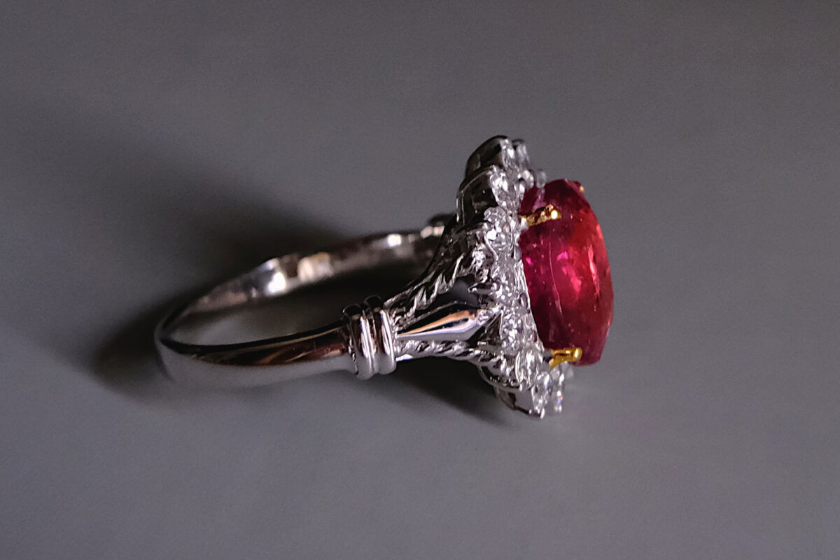 4ct Unheated Ruby Diamond Ring Vintage GEM GARDENER