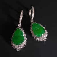 Gourd Jade Earrings, 葫芦耳环, jade earrings singapore, jade jewellery singapore, jadeite earrings singapore, jade drop earrings white gold, drop earrings singapore, green jade drop earrings gold, Gem Gardener