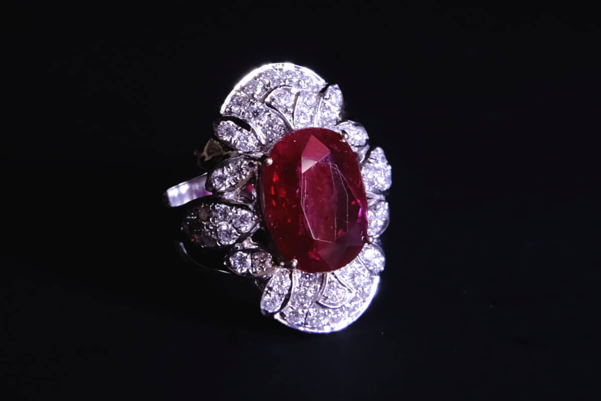 Ruby Diamond Ring, unheated ruby ring, antique style ruby ring, natural unheated untreated ruby, ruby ring singapore, ruby engagement ring with diamonds, ruby engagement ring singapore, ruby halo rings for sale, Gem Gardener