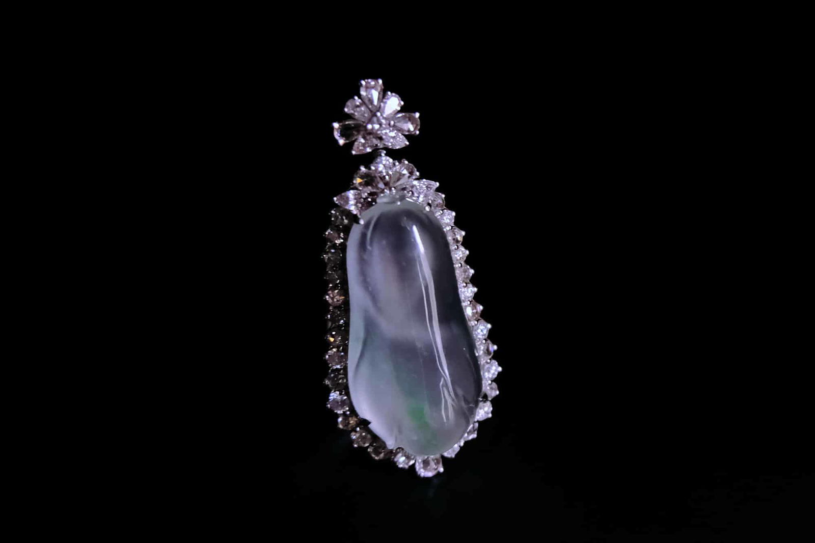 glassy jadeite, jade glass pendant necklace, glass jadeite burma, 玻璃种, 翡翠, icy jade pendant, icy white jadeite, burmese icy jade, jade gourd necklace pendant, white jade singapore, jade jewellery singapore, Gem Gardener