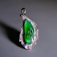 Icy Green Jade Pendant, 飘花翡翠, 翡翠, 玻璃种, green jade pendant charm, jade pendant singapore, ice jade jewelry for sale, jade jewellery singapore, jade leaf pendant price, carved jade pendants for sale, Gem Gardener