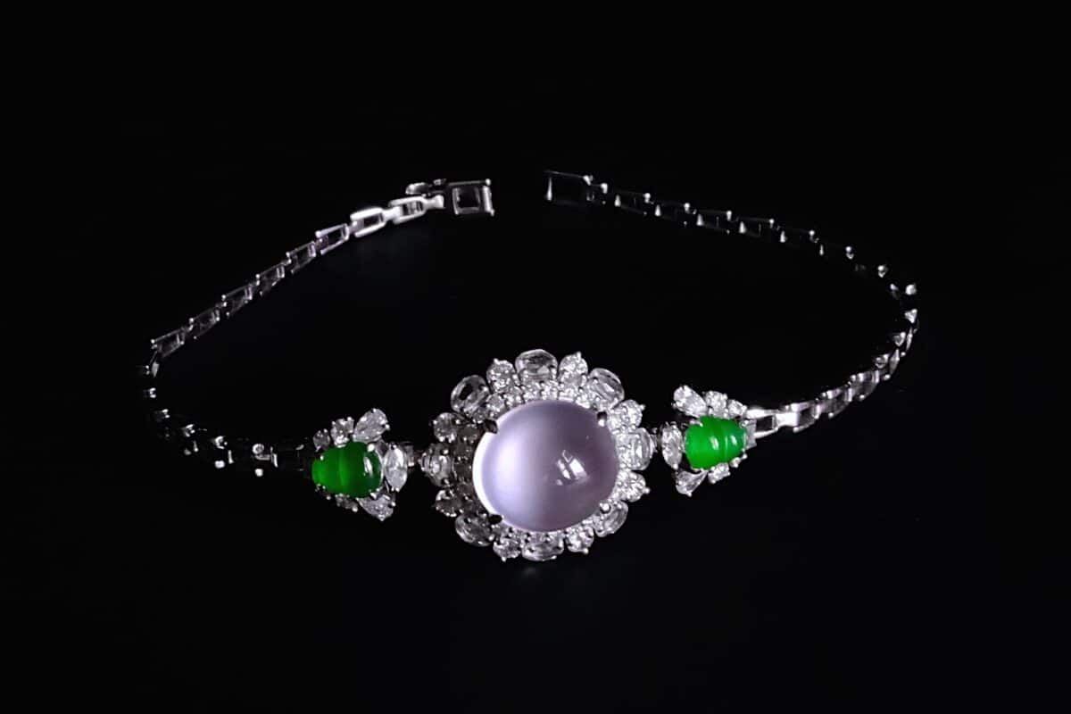 玻璃种 Glassy Icy White Jade Bracelet 18k