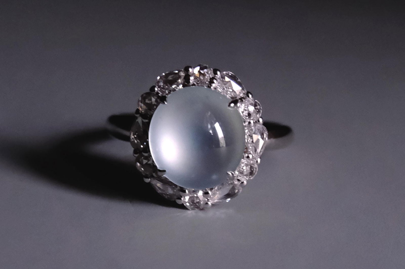 Icy Jadeite Ring, icy jadeite ring, 玻璃种, jade engagement rings with diamonds, icy jade engagement ring, white jade singapore, ice jade jewelry for sale, glassy jadeite, jadeite jade rings for sale, jade rings singapore, Gem Gardener
