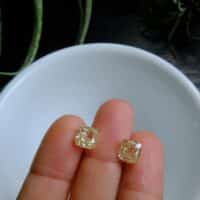 Fancy Light Yellow Diamond, fancy yellow diamond stud earrings, 2ct each diamond earrings, 2ct fancy yellow diamond, 2 carat yellow diamond earrings, light yellow diamond earrings, yellow diamond singapore, Gem Gardener