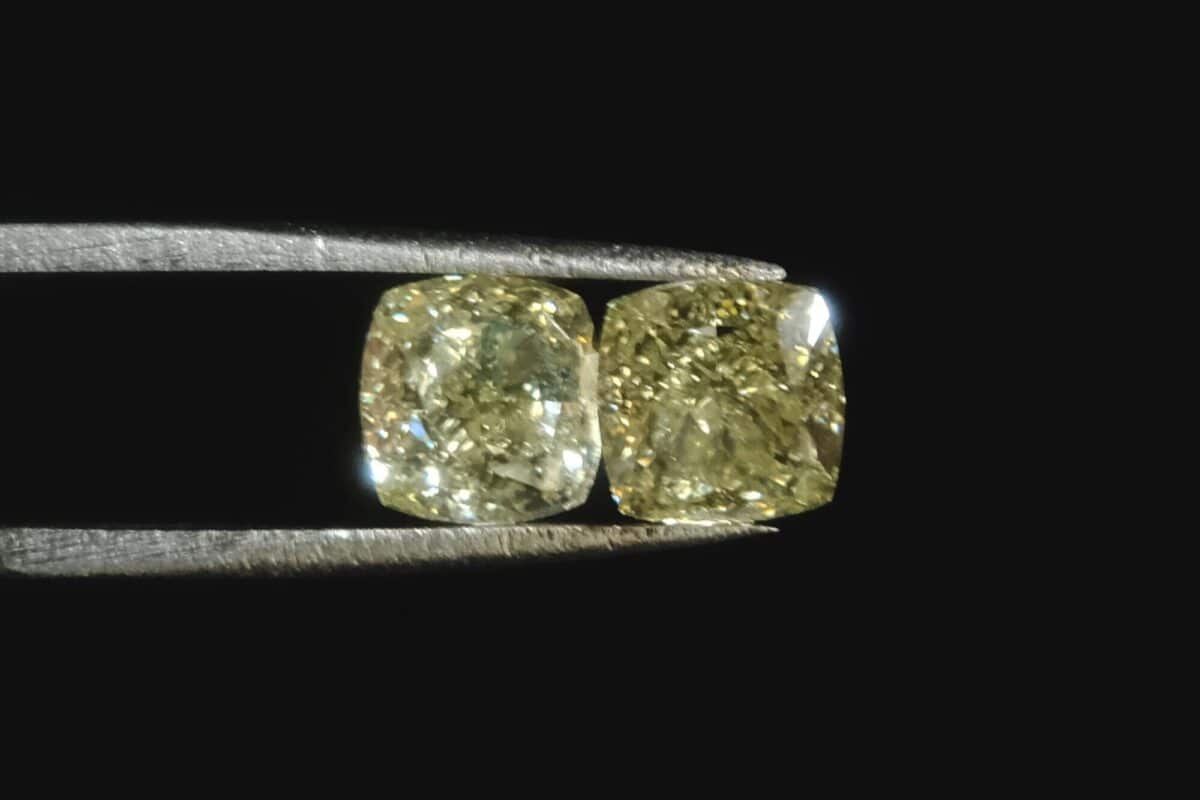 Fancy Light Yellow Diamond, fancy yellow diamond stud earrings, 2ct each diamond earrings, 2ct fancy yellow diamond, 2 carat yellow diamond earrings, light yellow diamond earrings, yellow diamond singapore, Gem Gardener