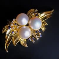 long pearl brooch, large pearl brooch pin, mabe pearl brooch, vintage fine jewelry for sale, vintage jewellery singapore, Gem Gardener