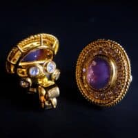 purple sapphire earrings, purple sapphire stud earrings