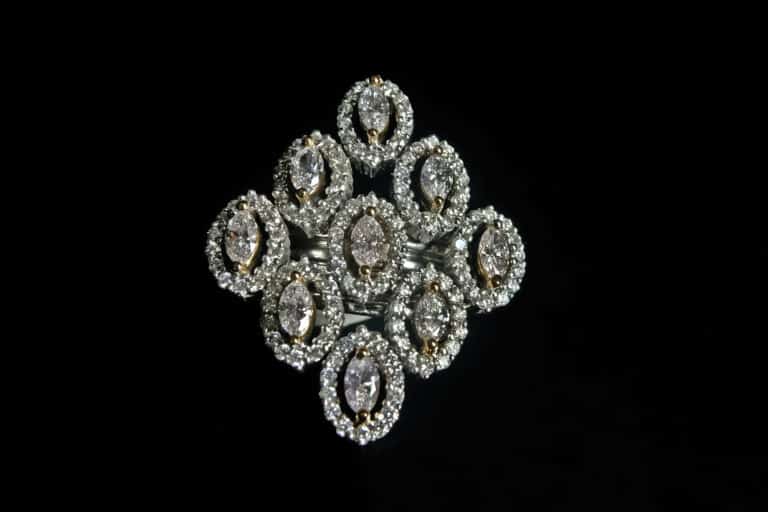 Marquise Cluster Ring, diamond cluster ring, navette diamond ring, vintage diamond rings for sale, vintage cocktail rings diamond, Gem Gardener