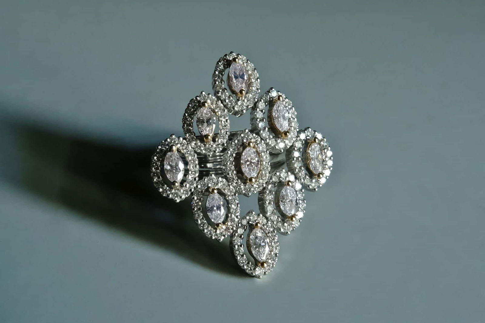 Marquise Cluster Ring, diamond cluster ring, navette diamond ring, vintage diamond rings for sale, vintage cocktail rings diamond, Gem Gardener