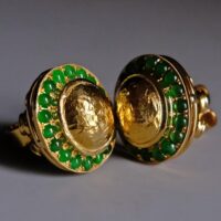 Jade Stud Earrings, jade earrings singapore, jade stud earrings, cosmos earrings, large jade earrings, roman gold earrings, roman style jewellery, moon earrings studs gold, Gem Gardener