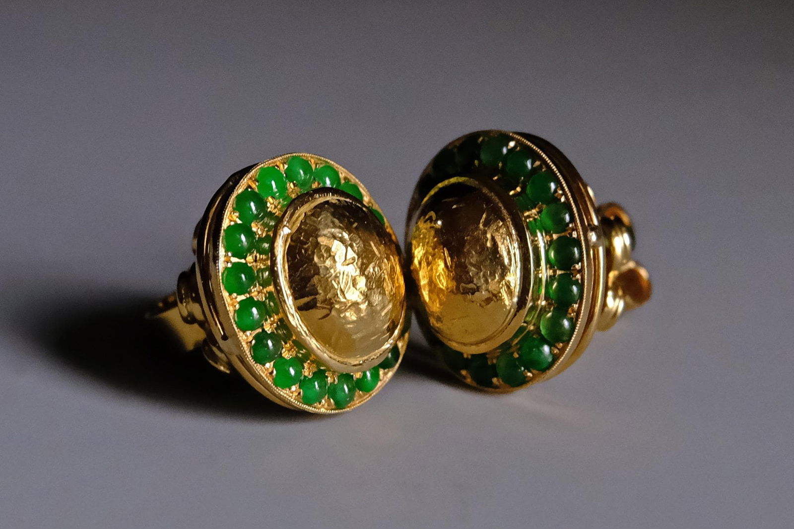 Jade Stud Earrings, jade earrings singapore, jade stud earrings, cosmos earrings, large jade earrings, roman gold earrings, roman style jewellery, moon earrings studs gold, Gem Gardener