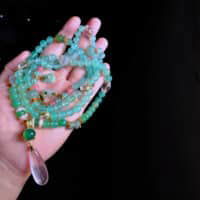 long bead necklace, court bead necklace, Chrysoprase Bead Necklace, long bead necklace gold, chrysoprase necklace gold, chrysoprase stone necklace, beads necklace singapore, chinese court necklace, chinese jade beaded necklace, beaded necklace singapore, beaded jewellery singapore, Gem Gardener
