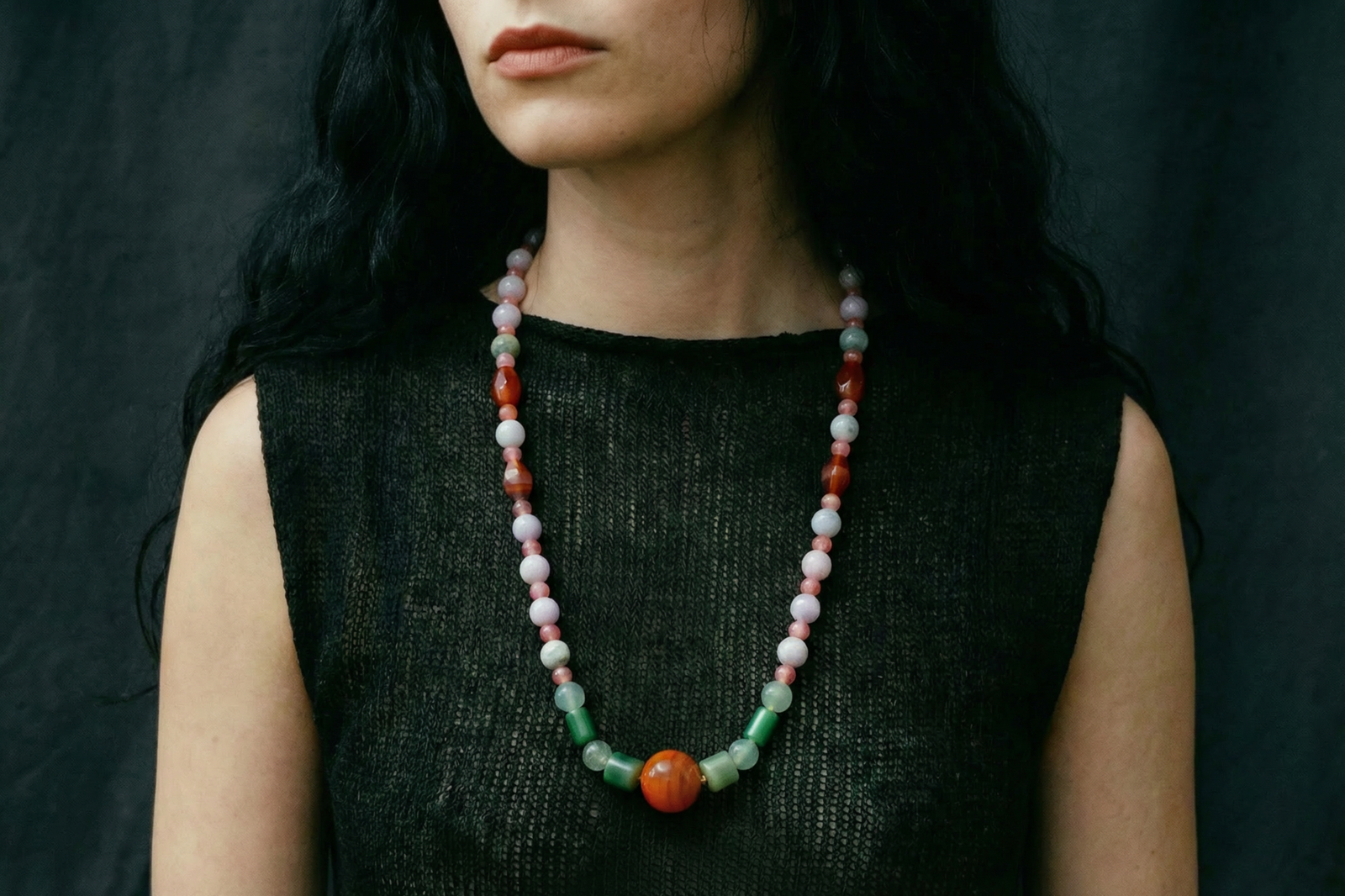 qing court necklace, chinese court beads, pyu beads, antique bead necklace, ancient bead necklace, Gem Gardener