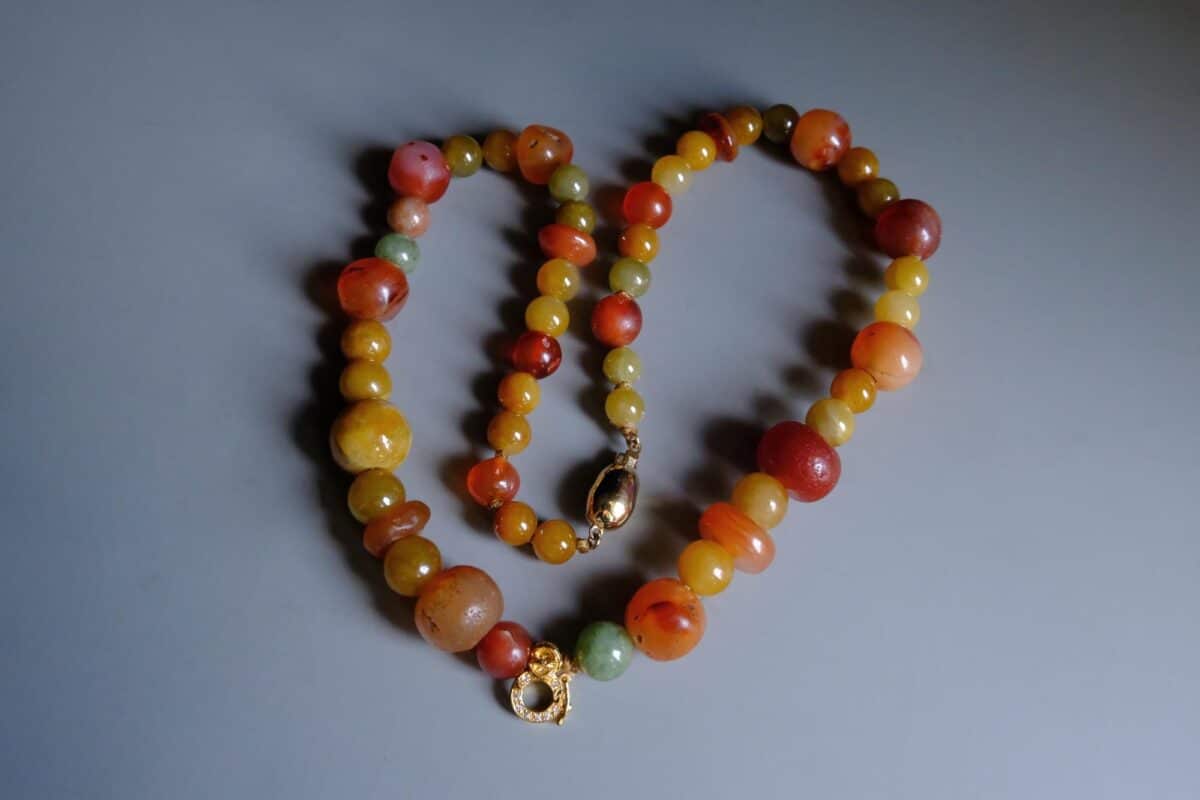 jade bead necklace, yellow jade beaded necklace, carnelian and yellow jade, fine beaded gold necklace, fine jewelry beaded necklace, statement bead necklace, bead necklace singapore, Gem Gardener
