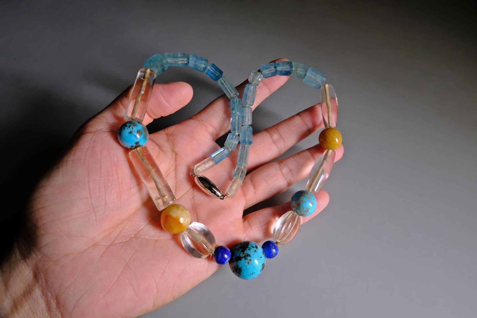 Bauhaus Necklace, turquoise bead necklace, modernist necklace, statement beaded necklace, turquoise and aquamarine, fine jewelry beaded necklace, bead necklace singapore, Gem Gardener