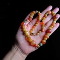 jade bead necklace, yellow jade beaded necklace, carnelian and yellow jade, fine beaded gold necklace, fine jewelry beaded necklace, statement bead necklace, bead necklace singapore, Gem Gardener