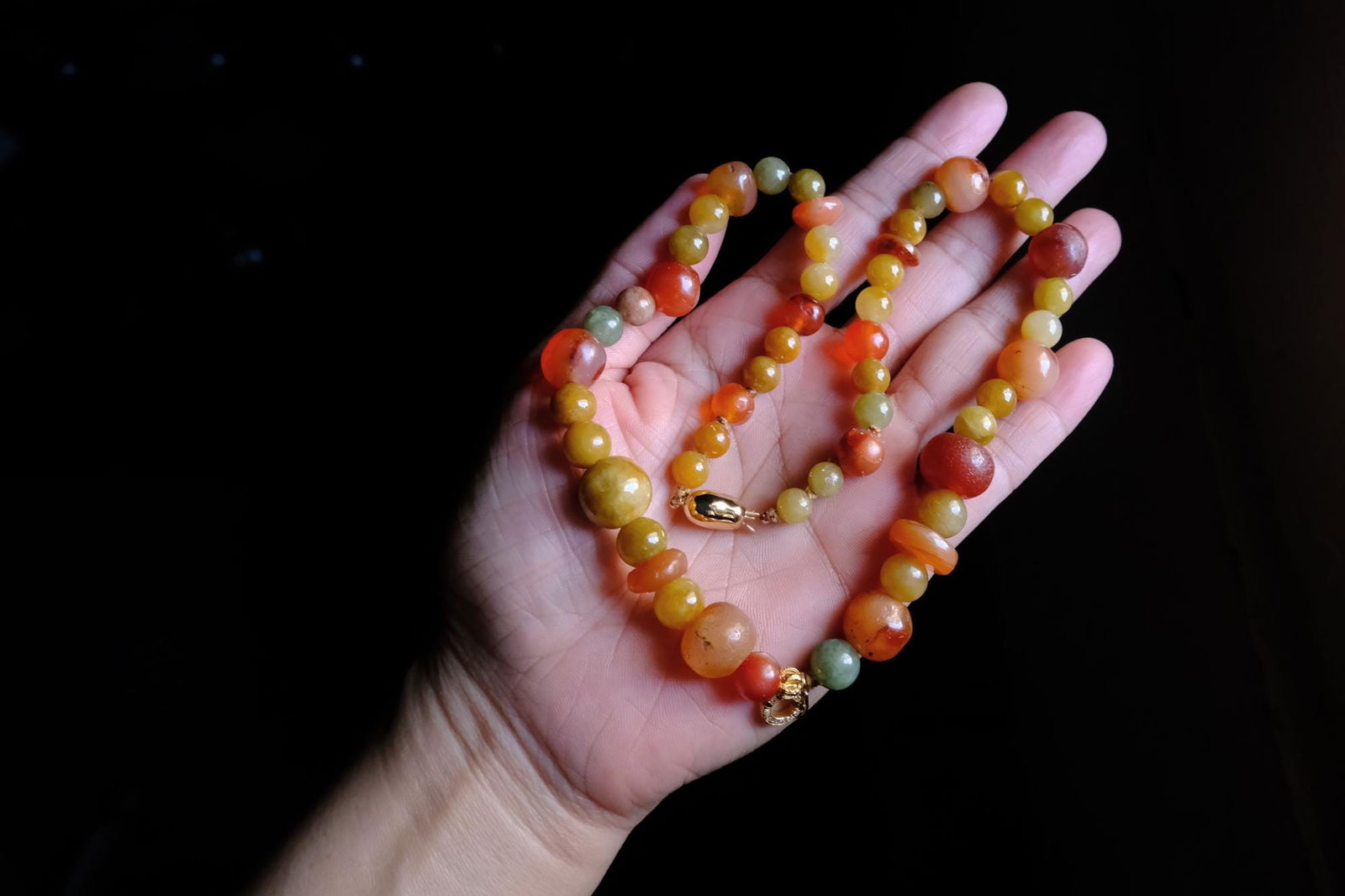 jade bead necklace, yellow jade beaded necklace, carnelian and yellow jade, fine beaded gold necklace, fine jewelry beaded necklace, statement bead necklace, bead necklace singapore, Gem Gardener