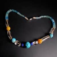 Bauhaus Necklace, turquoise bead necklace, modernist necklace, statement beaded necklace, turquoise and aquamarine, fine jewelry beaded necklace, bead necklace singapore, Gem Gardener