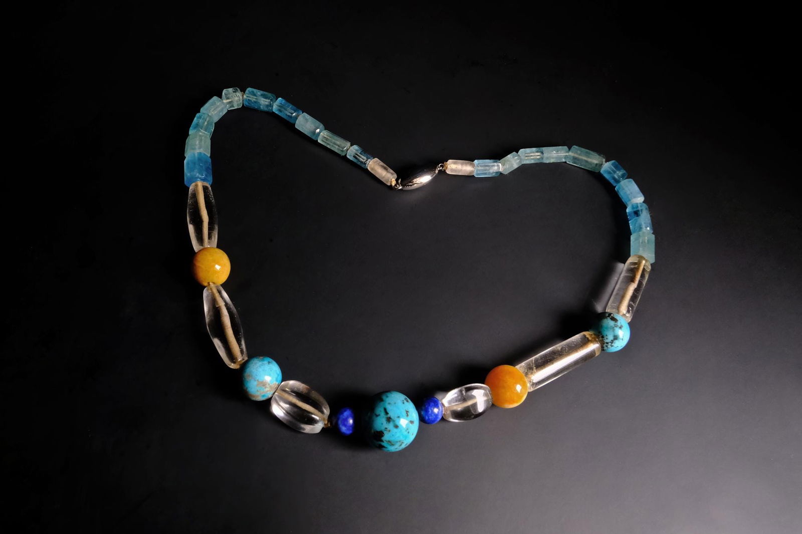 Bauhaus Necklace, turquoise bead necklace, modernist necklace, statement beaded necklace, turquoise and aquamarine, fine jewelry beaded necklace, bead necklace singapore, Gem Gardener